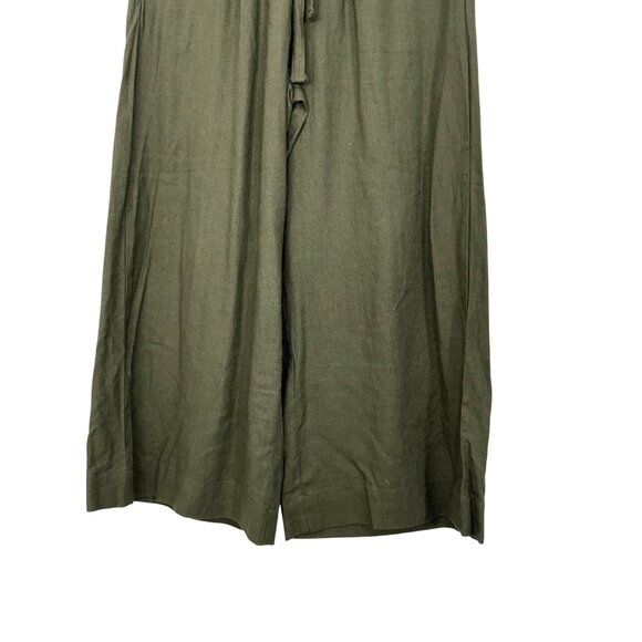 Max Studio London Womens Wide Leg Pants Size S Green Linen Blend Elastic Waist - Picture 11 of 12